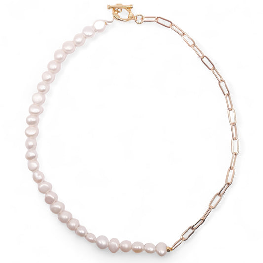 ELEANOR BAROQUE PEARL & CHAIN NECKLACE